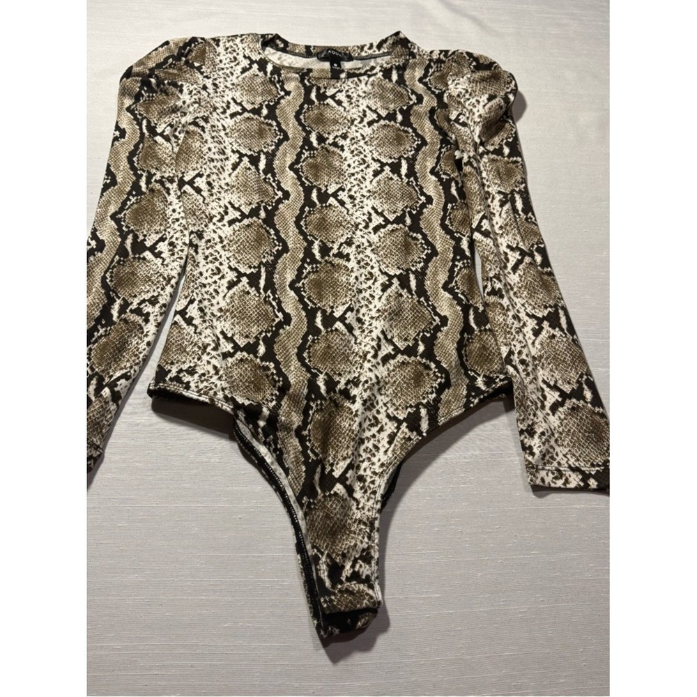 Aqua Snake Print Bodysuit Buttery Soft Long Sleeve Size Small